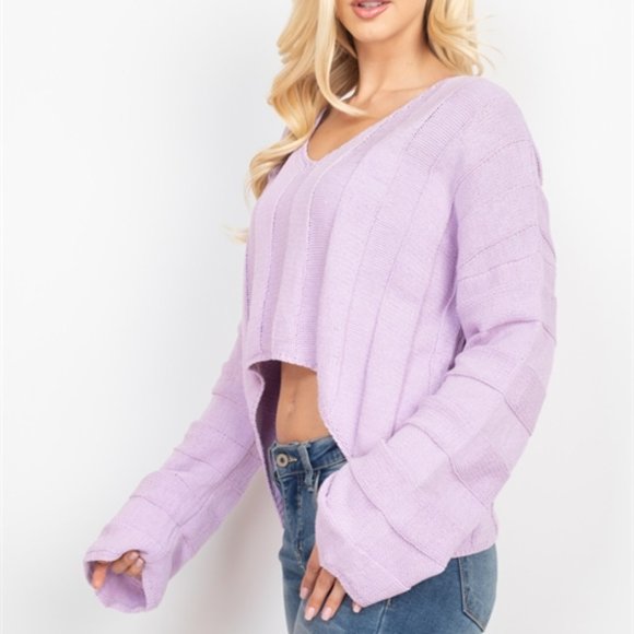 PURPLE knit Long Sleeve Sweater - Picture 5 of 8
